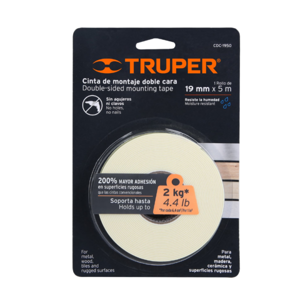 CINTA DOBLE CONTACTO 19MM X 5M TRUPER